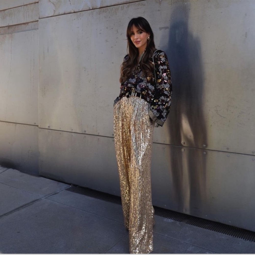 Zara sequin wide leg pants - Picture 6 of 16